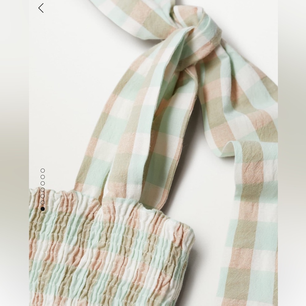 Mango Green and Cream Checkered Midi Dress - Picture 7 of 9